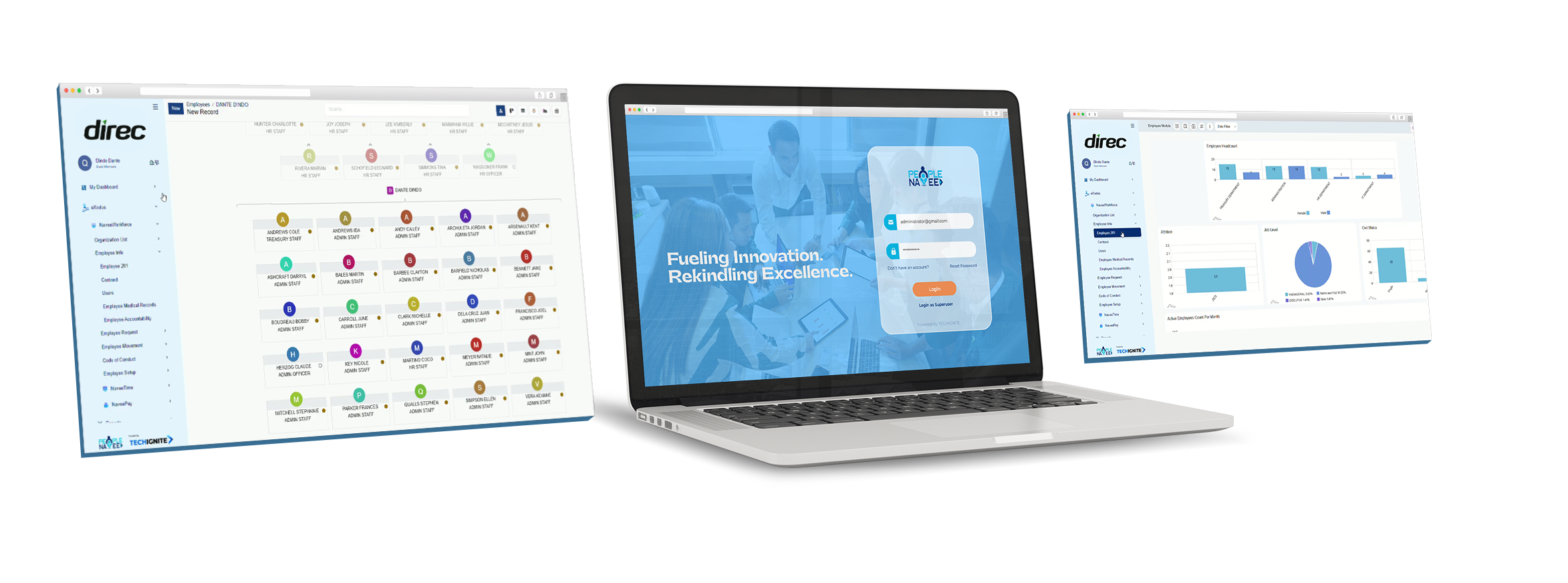 People Navee Lotus HR dashboard user interfaces for employees and managers